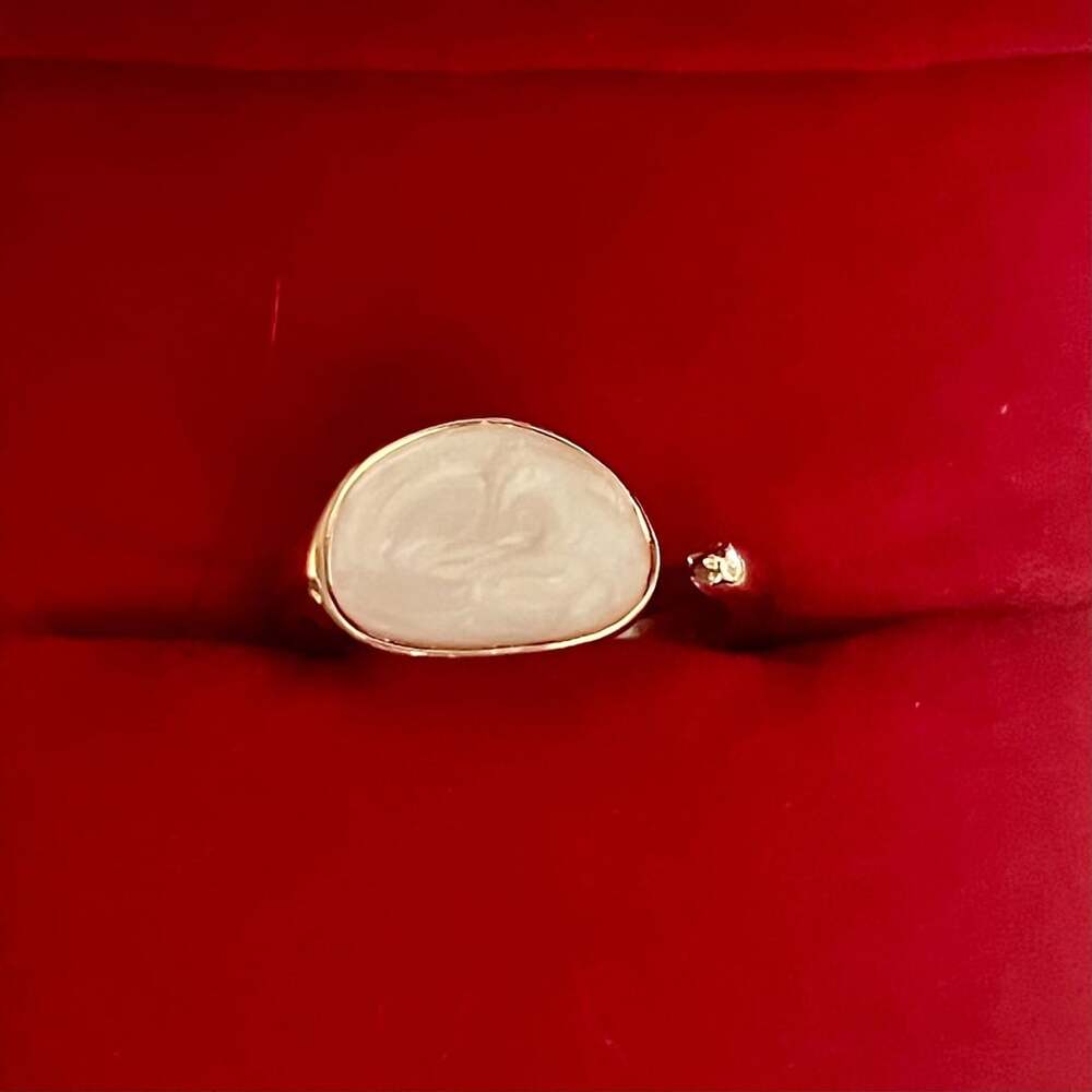 Ettika Sea-Born Faux Mother Of Pearl Open Statement Ring Size 6
